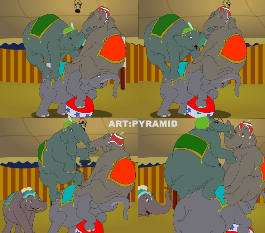 2_on_up ass_focus ball catty_(dumbo) circus climbing comic disney dumbo elephant fanart giddy_(dumbo) grin holding_tail mrs._jumbo_(dumbo) mrsjumbo prissy_(dumbo) pyramid_(artist) rimming sexy_ass smothering_ass standing tail trunk trunk_grab