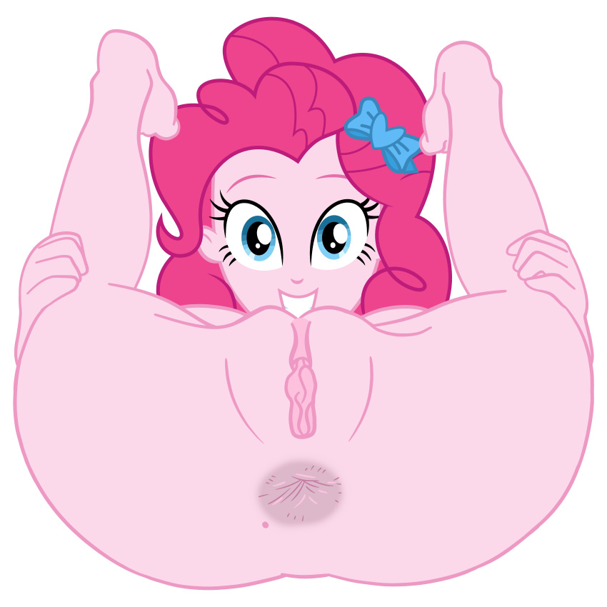 1girl anus ass ass_focus ass_grab big_ass blue_eyes bubble_butt butthole cndhpr completely_naked_female completely_nude_female equestria_girls female_only friendship_is_magic grin happy legs_up looking_at_viewer my_little_pony nude older older_female pink_hair pink_skin pinkie_pie pussy soles solo_female theborman06 white_background young_adult young_adult_female young_adult_woman