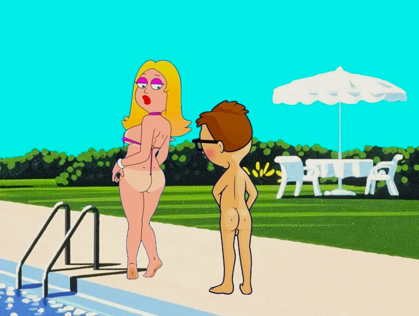 american_dad ass breasts francine_smith gloves steve_smith string_swimsuit tan_line thighs