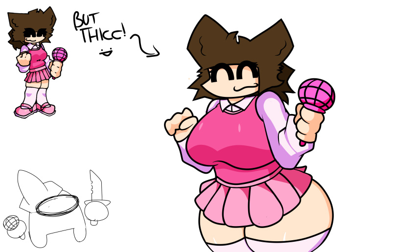 ^w^ big_ass big_breasts big_thighs coffee_(oc) coffee_bitch female_only friday_night_funkin friday_night_funkin_mod jp20414(artist) pink_clothes reference_image thicc vs_impostor