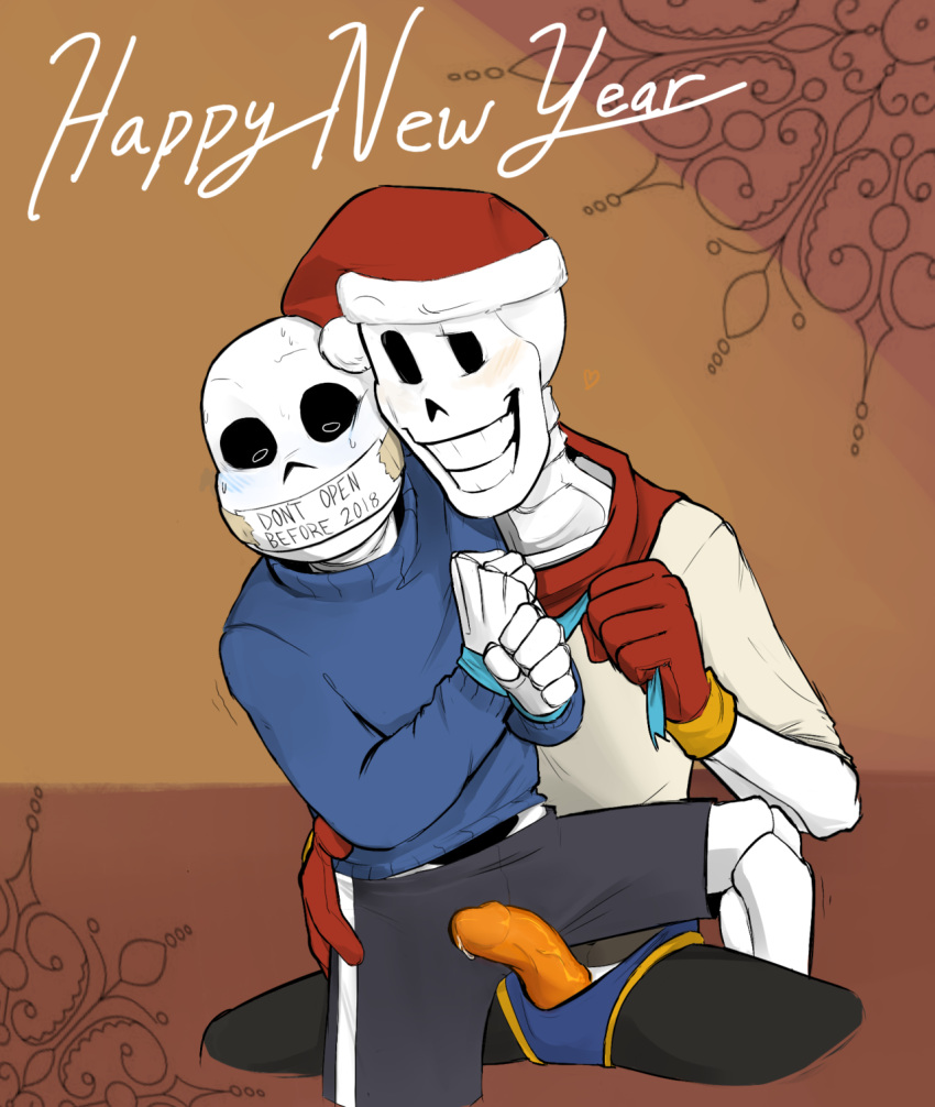 2010s 2017 2boys 2d 2d_(artwork) alternate_version_available animated_skeleton big_dom big_dom_small_sub bigger_dom bigger_dom_smaller_sub blue_blush blush blushing_male bottom_sans bound bound_wrists brother brother/brother brother_and_brother brothers christmas clothed clothing digital_media_(artwork) dominant dominant_male duo ectopenis english_text fontcest gloves happy_new_year imminent_sex incest looking_at_penis male male/male male_only maledom malesub monster new_year orange_blush orange_penis papyrus papyrus_(undertale) papysans penis penis_out precum questionable_consent red_gloves red_scarf sans sans_(undertale) santa_hat scarf seme_papyrus sequence sequential skeleton small_sub small_sub_big_dom smaller_sub_bigger_dom submissive submissive_male taped_mouth text theyaois tied_up tied_wrists top_papyrus uke_sans undead undertale undertale_(series) video_games yandere yandere_papyrus yaoi