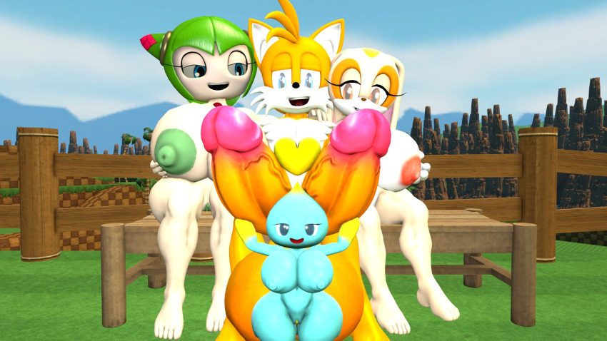 1boy 3d 3d_(artwork) 3girls alien alien_girl alien_humanoid anthro big_breasts breasts canine chao cheese_the_chao cosmo_the_seedrian cream_the_rabbit female fox furry happy huge_balls huge_cock humanoid hyper hyper_balls hyper_genitalia hyper_penis lagomorph male miles_"tails"_prower multi_penis nipples novaparadox1337 nude plant plant_girl plant_humanoid rabbit rabbit_ears seedrian sega sfm sonic_(series) sonic_the_hedgehog_(series) sonic_x source_filmmaker tagme thick_thighs wide_hips