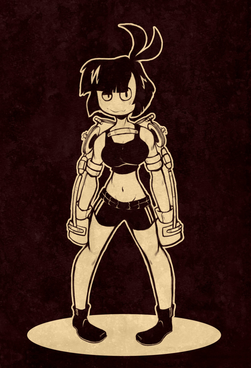 1girl adult_swim big_breasts boxing_gloves creepy_susie crop_top goth goth_girl midriff standing the_oblongs