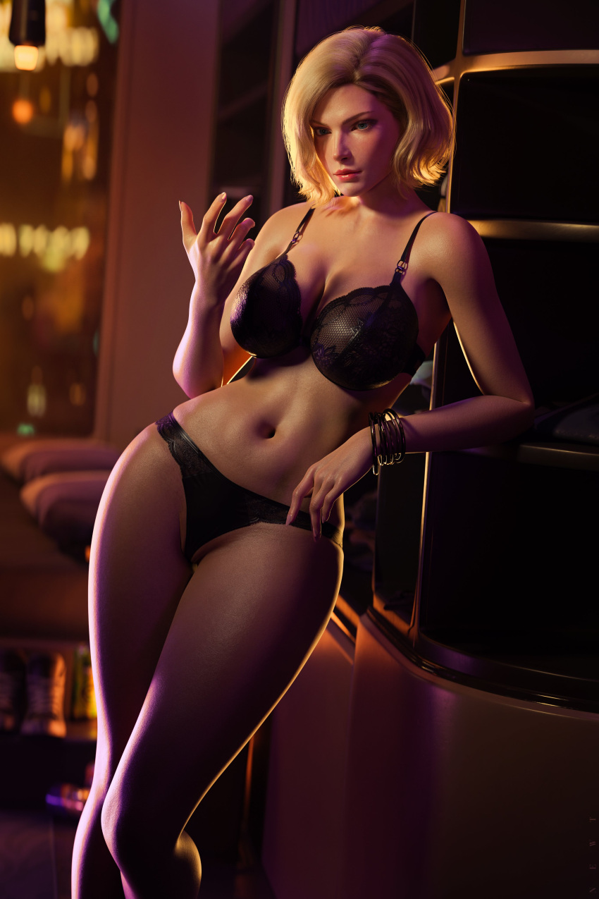 1girl 3d 3d_(artwork) areolae_visible_through_clothing bandai_namco bangles belly_bulge big_breasts blonde_hair blue_eyes cameltoe casual curvaceous curvaceous_female death_by_degrees detailed_background female_focus female_only fighting_game hot hourglass_expansion insanely_hot leaning_on_object legs_closed lingerie lingerie_only lip_gloss long_fingernails looking_at_viewer medium_hair namco namco_bandai nina_williams one_hand_up painted_nails panties partially_visible_nipples patreon pink_nail_polish realistic_textures relaxed smirk solonewty tekken tekken_1 tekken_2 tekken_3 tekken_4 tekken_5_dark_resurrection tekken_6_bloodline_rebellion tekken_7 tekken_8 tekken_tag_tournament tekken_tag_tournament_2 thick_thighs twitter x