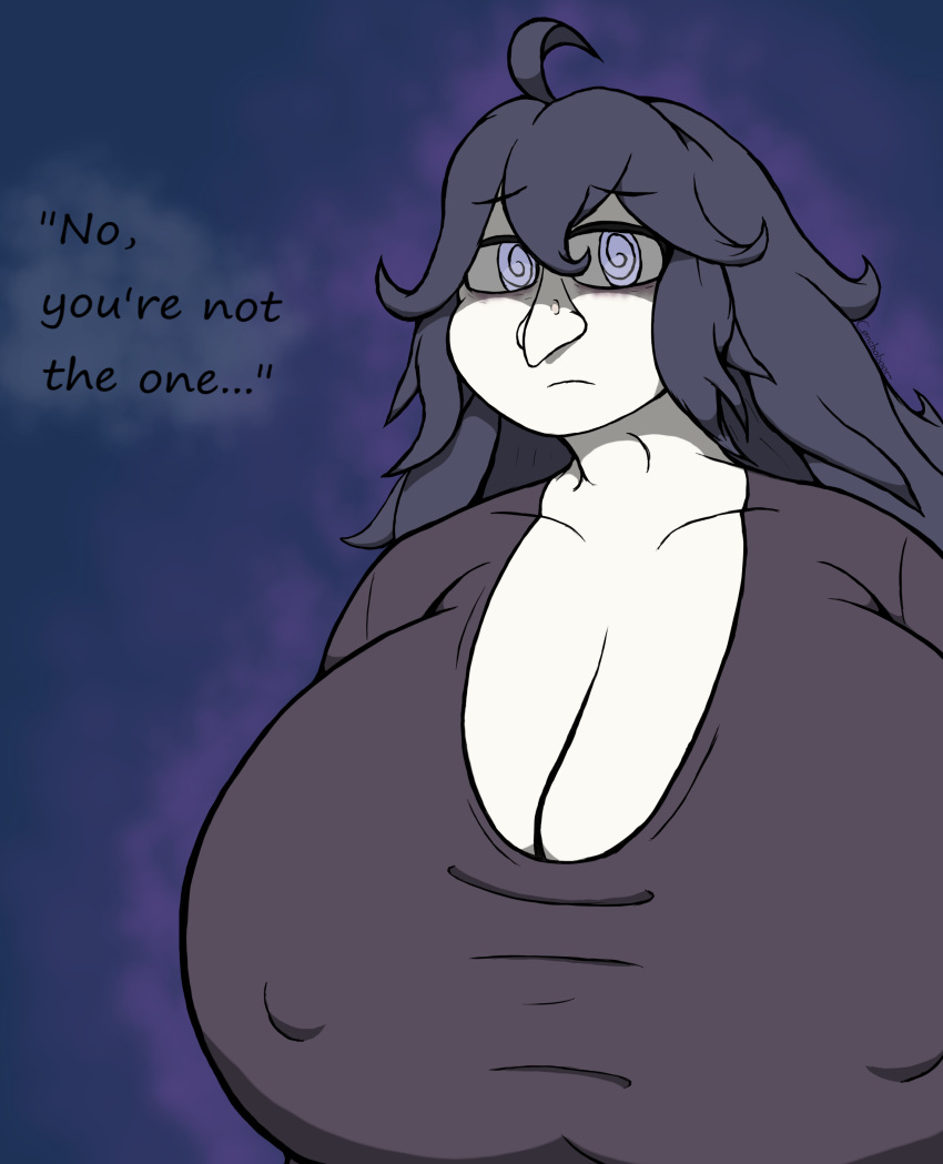 1girl chubby cleavage disappointed erect_nipples goth goth_girl hex_maniac huge_breasts looking_at_viewer nintendo nipples_visible_through_clothing pokemon talking_to_viewer