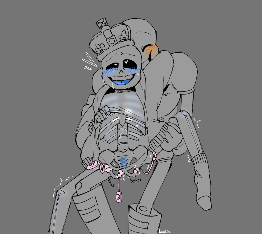 2020s 2022 2boys animated_skeleton artist_name beetleevil blue_blush blush blushing_male boots bottom_sans bottomless brother brother/brother brother_and_brother brothers clothed clothed_male clothing crown drooling duo ectotongue egg_vibrator evilbeetle fontcest grabbing_from_behind grabbing_leg grey_background happy headwear heart-shaped_pupils heart_eyes hooded_jacket hoodie incest jacket leg_lift legs_apart male male/male male_only monochrome monster mouth_open onomatopoeia open_mouth orange_blush papyrus papyrus_(undertale) papysans partially_clothed partially_colored sacrum_lacing sans sans_(undertale) seme_papyrus sex_toy shirt_up simple_background skeleton socks soul toned tongue top_papyrus trembling trembling_legs uke_sans undead undertale undertale_(series) vibrator yaoi