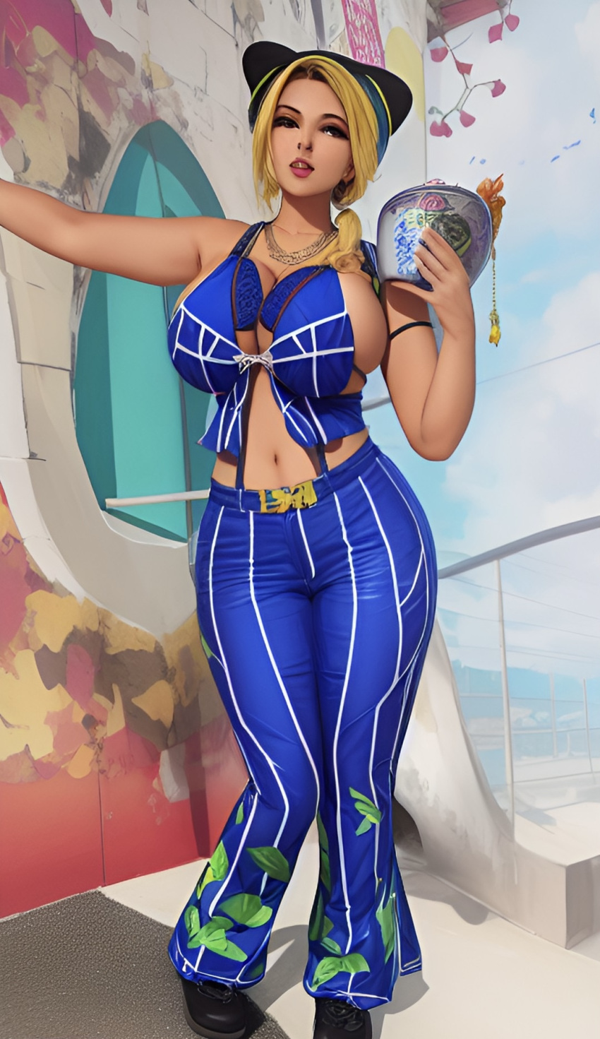 1girl ai_generated curvy curvy_female curvy_hips female_only hips jojo's_bizarre_adventure jolyne_kujo solo_female spicier_drip thick thick_thighs thighs