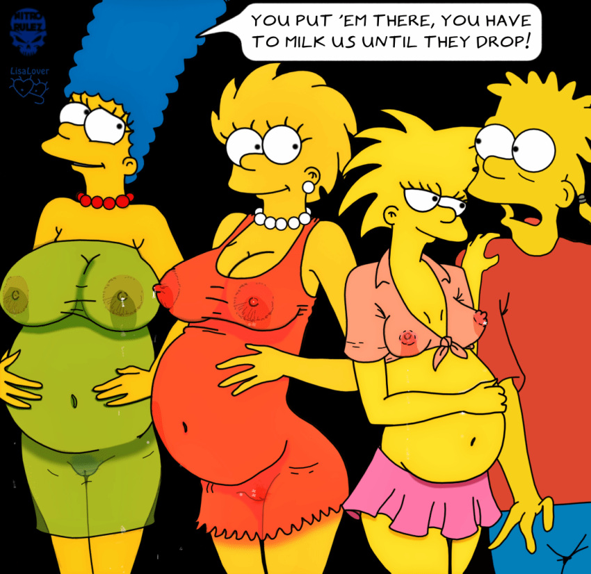 bart_simpson big_breasts edit gif implied_incest incest incest_pregnancy lisa_simpson lisalover looping_animation maggie_simpson marge_simpson milk milking pregnant pregnant_belly the_simpsons transparent_clothing