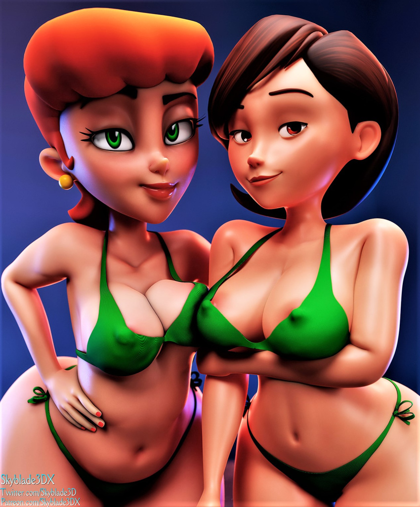bra breasts crossover dexte's_mom dexter's_laboratory erect_nipples_under_clothes helen_parr panties the_incredibles