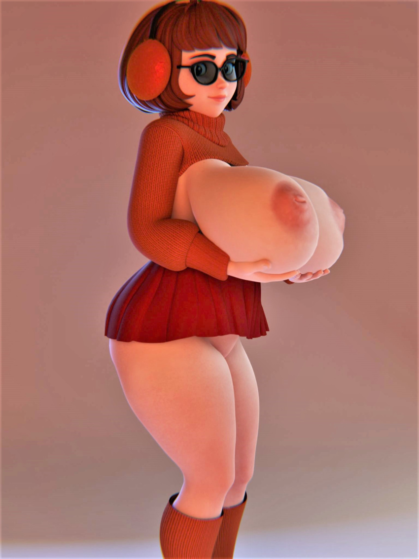erect_nipples glasses massive_breasts miniskirt scooby-doo thick_thighs velma_dinkley