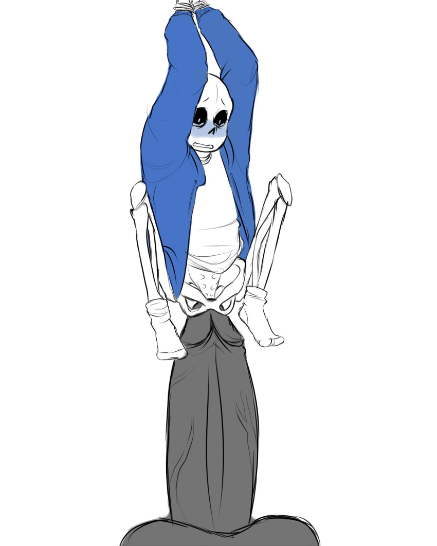 2010s 2018 animated_skeleton big_penis bottom_sans bound_wrists disembodied_penis duplicate grey_penis imminent_penetration imminent_sex looking_down macro_male macrophilia male_only microphilia nsfwgarbagedump penis sans sans_(undertale) size_difference skeleton socks socks_on solo_focus testicle testicles tied_up uke_sans undead undertale undertale_(series) veiny_penis white_background yaoi