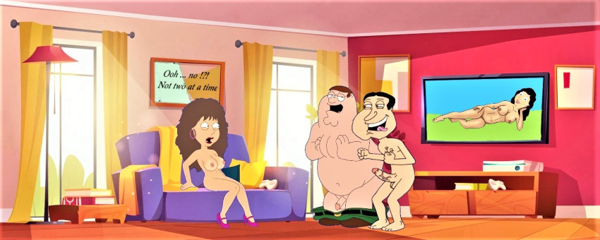 bonnie_swanson breasts erect_nipples erect_penis family_guy glenn_quagmire nude peter_griffin thighs