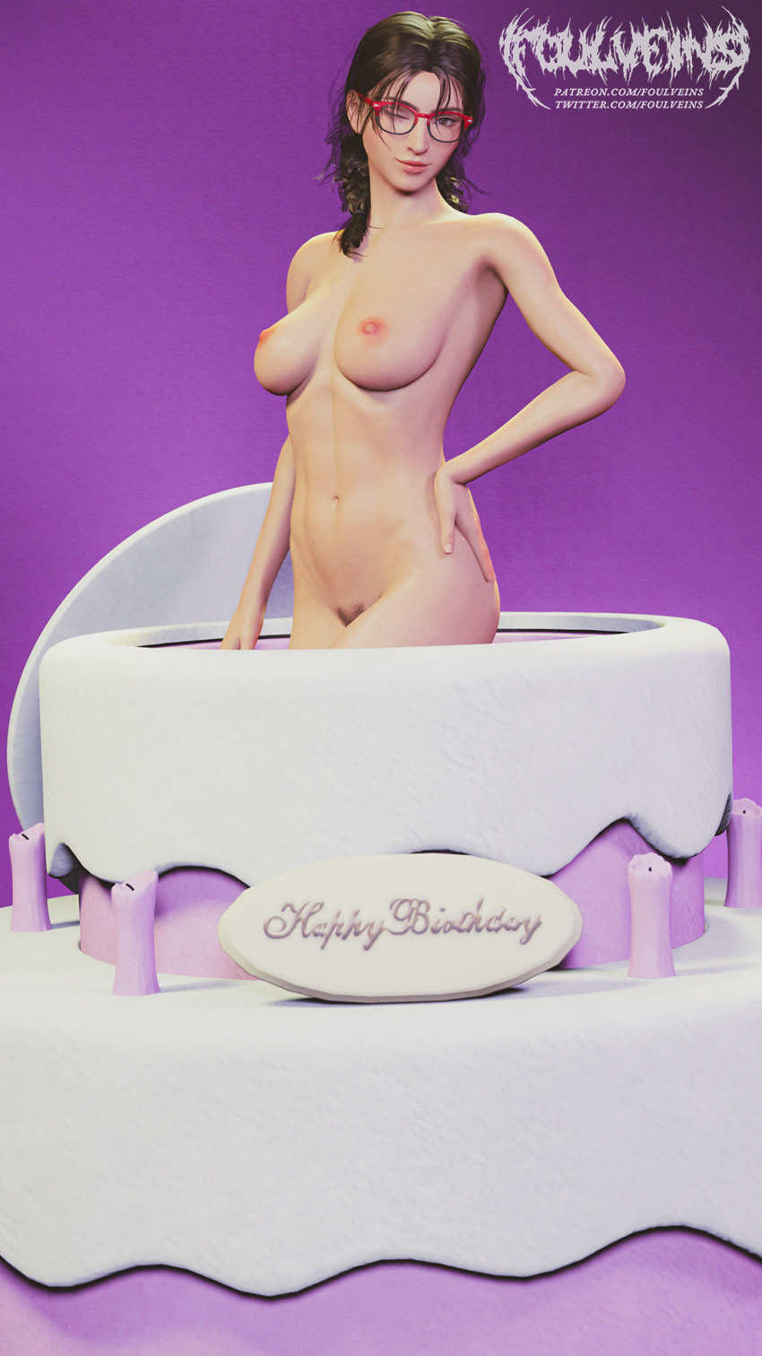1girl ;) alluring athletic_female bandai_namco beautiful bikini birthday birthday_cake breasts brown_hair brunette celebration clothes_off clothes_removed female_abs female_focus female_human female_only female_pubic_hair fit_female foulveins glasses happy_birthday hips human human_only julia_chang landing_strip naked_female naked_girl naked_woman namco namco_bandai no_bikini no_clothes no_clothing nude nude_female nude_female_solo nude_girl nude_woman pubic_hair sexy solo_female solo_focus solo_human tekken tekken_3 tekken_4 tekken_5 tekken_5_dark_resurrection tekken_6 tekken_7 tekken_8 tekken_bloodline tekken_tag_tournament tekken_tag_tournament_2 thick_thighs thighs twitter undressed wink