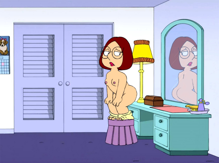 ass breasts erect_nipples family_guy glasses meg_griffin mirror_reflection nude thighs