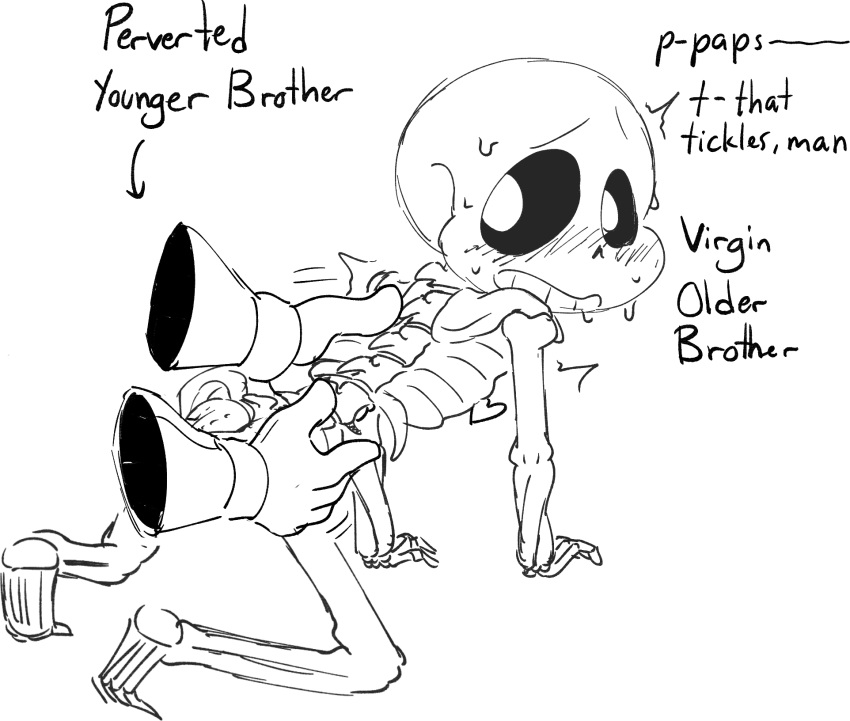 2020s 2022 2boys 2d 2d_(artwork) all_fours animated_skeleton black_and_white blush_lines bottom_sans brother brother/brother brother_and_brother brothers disembodied_hand disembodied_hands duo english_text fontcest gloves grope_from_behind groping groping_from_behind incest looking_at_another looking_back looking_back_at_another male male/male male_only monster nude nude_male older_brother papyrus papyrus_(undertale) papysans pervert pervert_male sans sans_(undertale) seme_papyrus skeleton solo_focus submissive submissive_male sweat text tired_but_horny_(artist) top_papyrus twitter uke_sans undead undertale undertale_(series) unseen_character unseen_male unseen_male_face video_game_character video_games virgin virgin_male white_background yaoi younger_brother younger_dom_older_sub