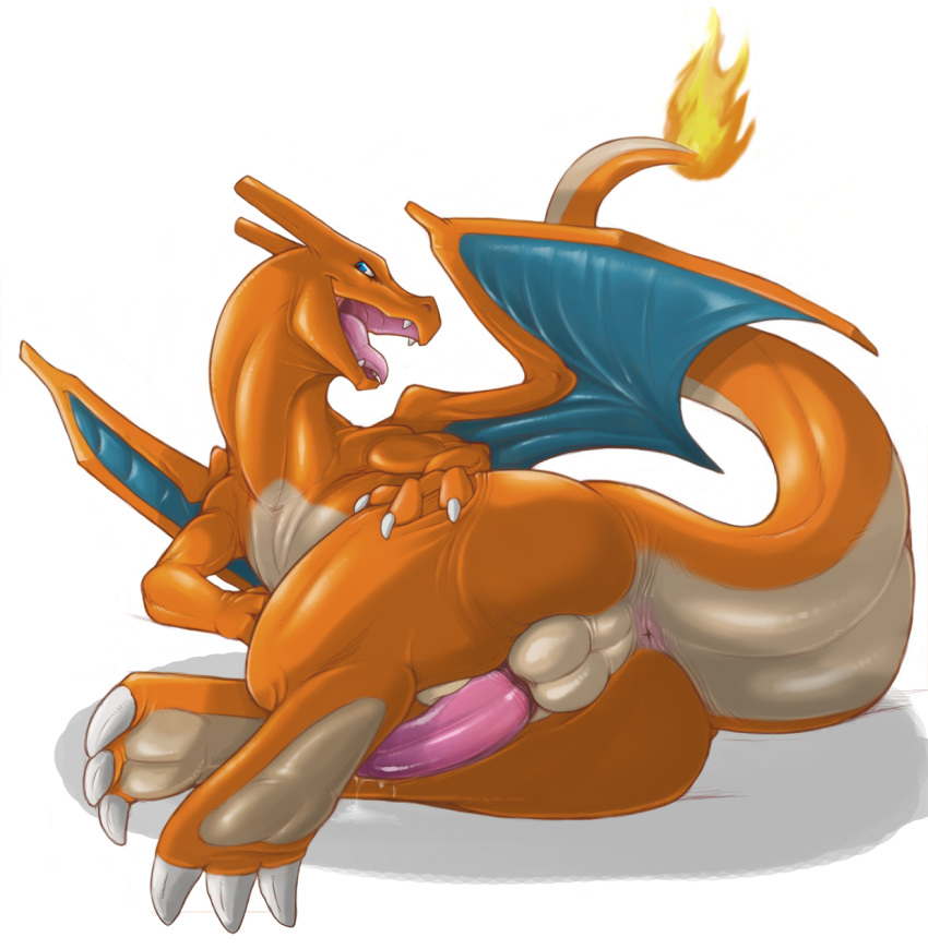 anus ass_grab charizard claws dragon fire flame furry narse_(artist) naughty_face penis pokemon presenting raised_tail tail wings