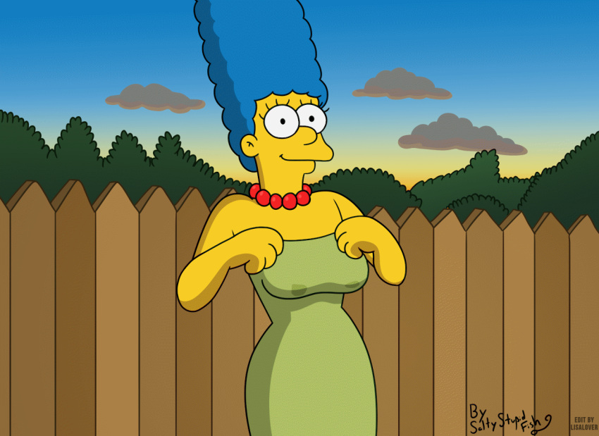 big_breasts bouncing_breasts edit erect_nipples flashing gif large_areolae lisalover marge_simpson milk milk_squirt saltystupidfish the_simpsons