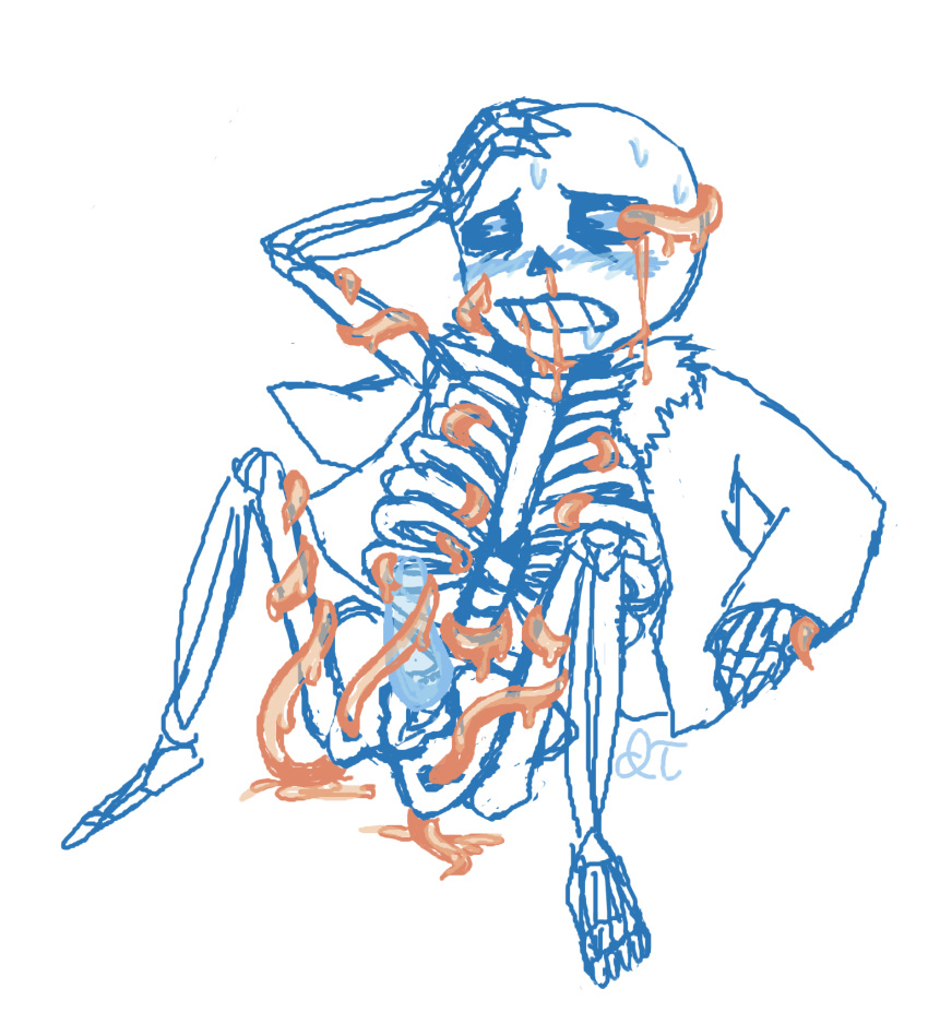 1boy 2010s 2015 animated_skeleton artist_request blue_penis bottom_sans bottomless clothed clothing ectopenis jacket jacket_only male male_focus male_only malesub monster off_shoulder orange_tentacles partially_clothed partially_nude penis sans sans_(undertale) see-through_penis simple_background skeleton smooth_penis solo_focus submissive submissive_male tentacle tentacle_around_penis tentacles_around_legs topless uke_sans undead undertale undertale_(series) white_background