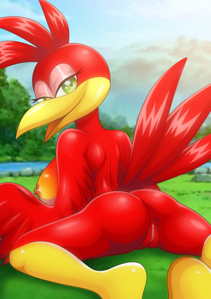 1girl anthro anthro_only anthrofied ass banjo-kazooie bbmbbf bird bird_wings birdgirl breasts curvy female_focus female_only high_res high_resolution kazooie kazooie_(banjo-kazooie) microsoft palcomix pietro's_secret_club rare rareware sexy winged_arms wings