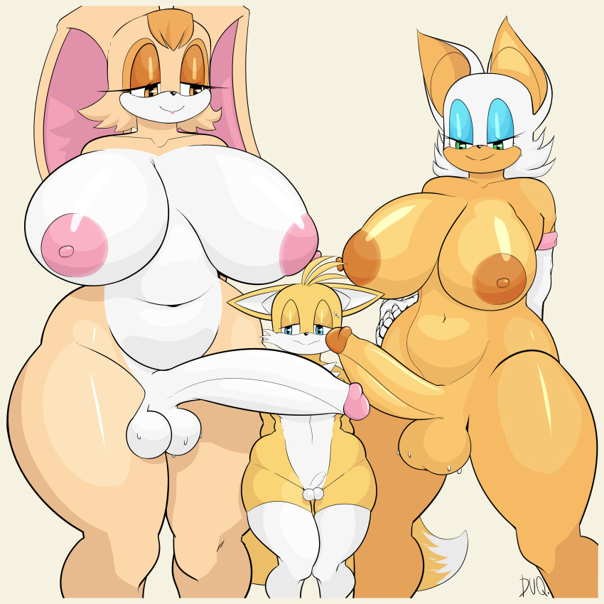 1boy 2d 2futas absurd_res anthro areola balls bat big_balls big_breasts big_penis blue_eyes bodily_fluids breasts brown_eyes canid canine chiropteran cream_fur cream_hair duq elbow_gloves erection femboy fox fur furry furry_male furry_milf furry_only futa_is_bigger futanari futanari_on_male genitals girly green_eyes group gynomorph half-closed_eyes high_res huge_breasts huge_cock humanoid_penis imminent_sex imminent_threesome intersex intersex/intersex intersex/male interspecies lagomorph larger_futanari larger_gynomorph larger_intersex leporid male mammal miles_"tails"_prower navel nervous nipples nude orange_hair penis penis_size_difference rabbit rabbit_ears rouge_the_bat sega simple_background size_difference small_balls small_penis smaller_male smile sonic_the_hedgehog_(series) standing stockings sweat sweaty_balls thick_thighs trio vanilla_the_rabbit video_game_milf wide_hips