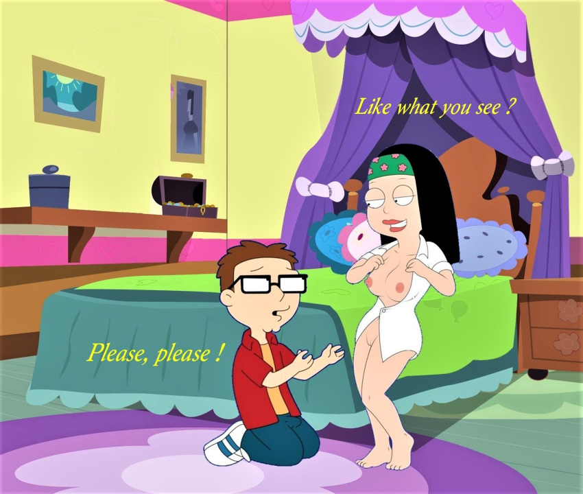 american_dad breasts brother_and_sister erect_nipples glasses hayley_smith kneel shaved_pussy steve_smith thighs
