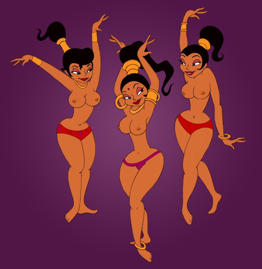 1girl aladdin_(series) big_breasts breasts disney genie's_belly_dancers nipples topless