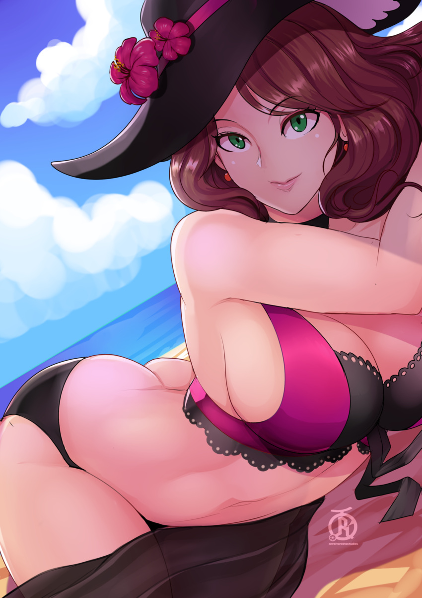 1girl 1girl alternate_costume ass big_ass big_breasts big_breasts bikini breasts cleavage clothed_female dorothea_arnault female_focus female_only fire_emblem fire_emblem:_three_houses fire_emblem_heroes huge_ass huge_breasts long_hair looking_at_viewer naughty_face revolverwingstudios sarong seductive seductive_smile smile solo_female solo_focus swimsuit teen thick_thighs video_game_character video_game_franchise voluptuous wink