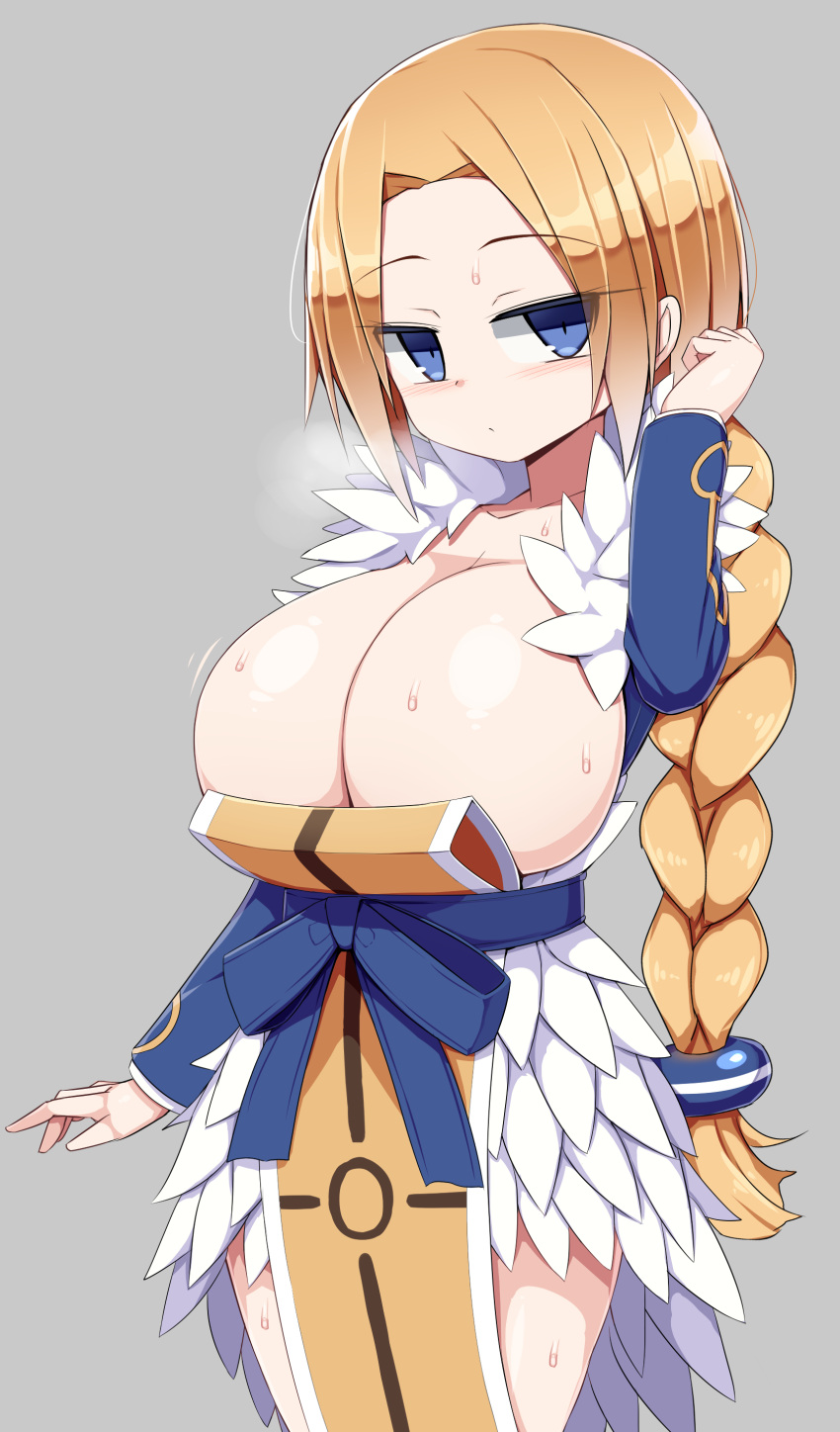 angel barely_contained big_breasts big_breasts blonde_hair blue_eyes breasts bursting_breasts celestial_host cleavage disgaea gigantic_breasts huge_breasts looking_at_viewer sawati