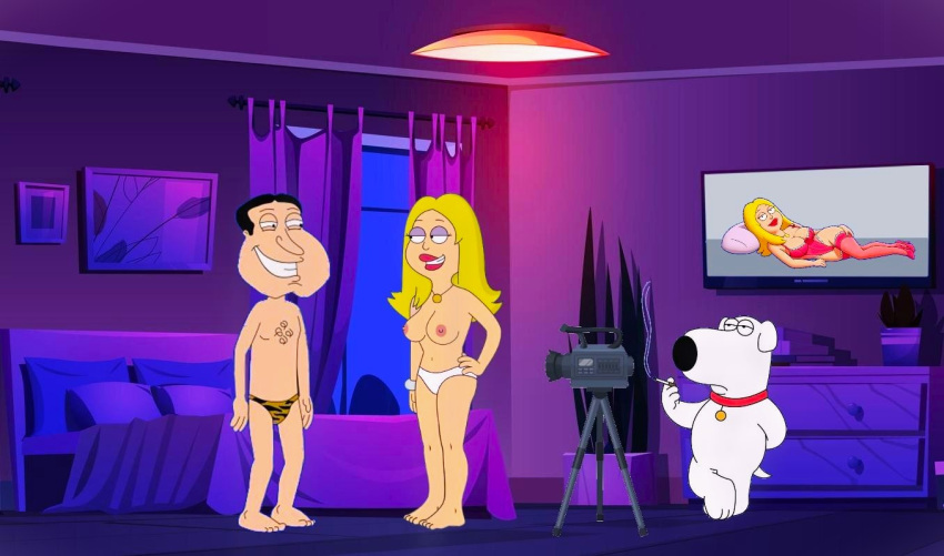 american_dad breasts brian_griffin crossover erect_nipples family_guy francine_smith glenn_quagmire panties thighs