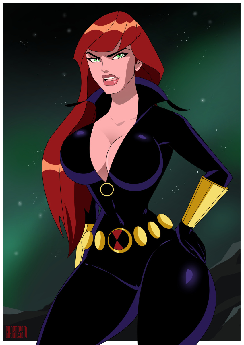 1girl avengers big_breasts black_widow breasts comic_book_character female_focus female_only ghostlessm green_eyes high_res long_hair marvel marvel_animated_universe mature mature_female natasha_romanoff patreon patreon_paid patreon_reward red_hair solo_female solo_focus superheroine tagme the_avengers:_earth's_mightiest_heroes
