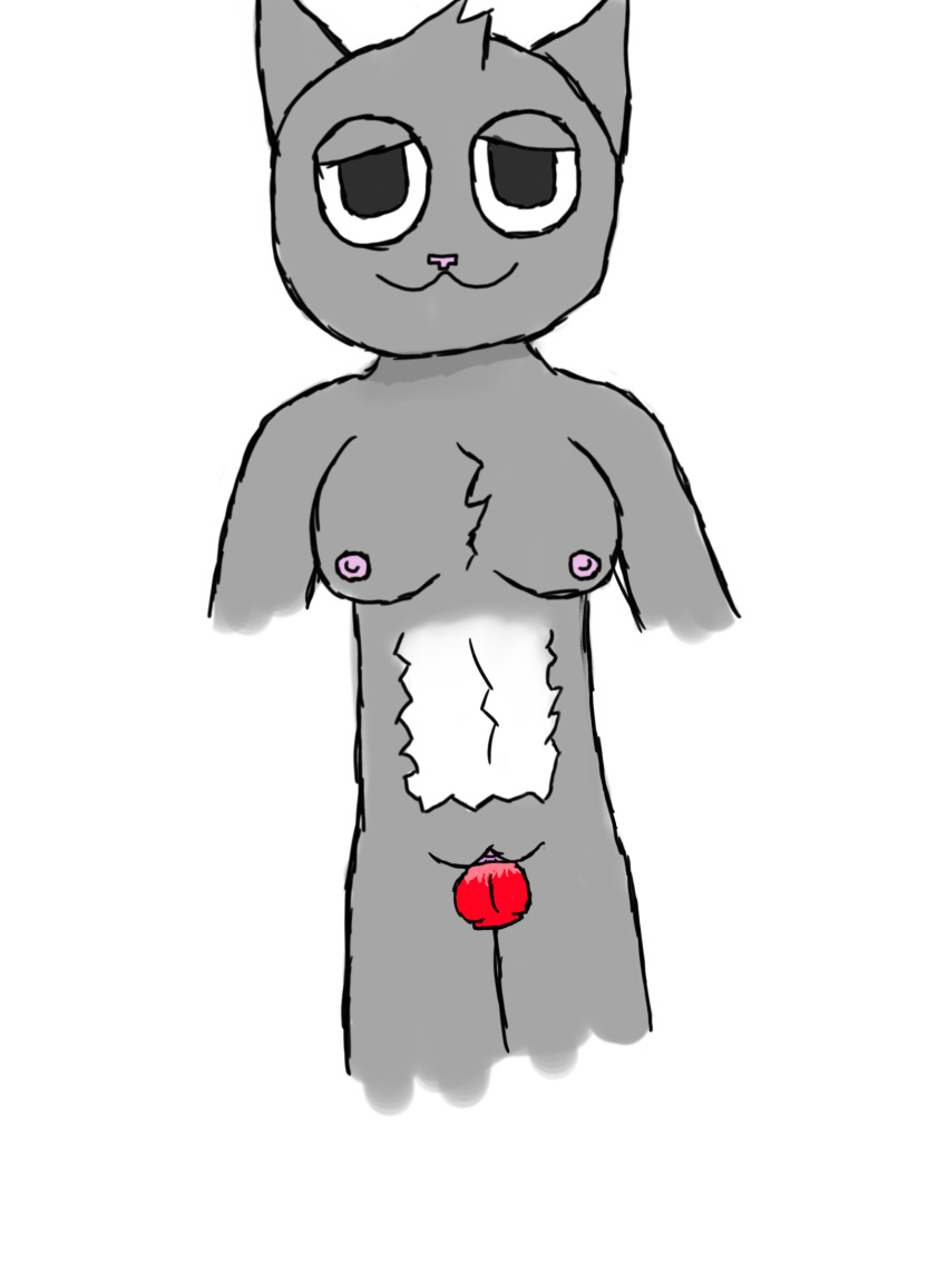 1girl breasts cat dildo dildo_in_pussy dildo_in_vagina female_only furry grey_fur knot pussy sketch