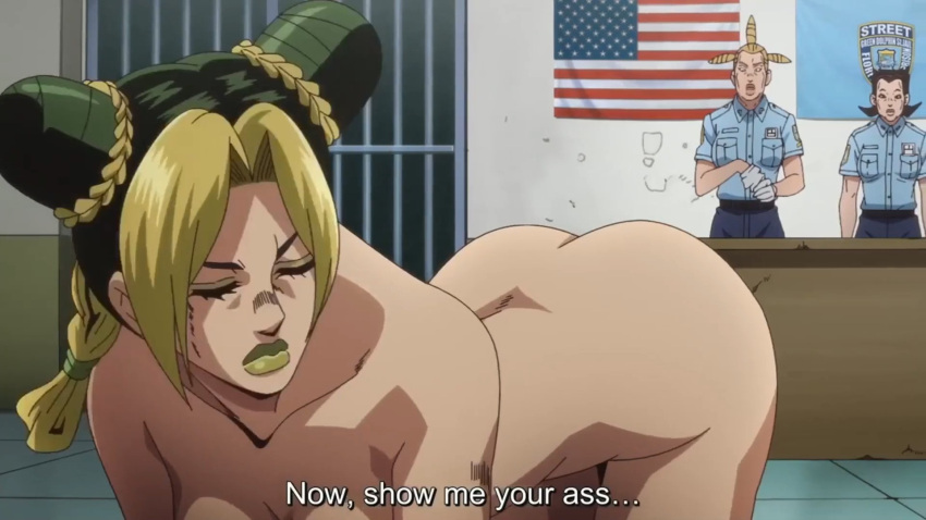 1girl clothed_male_nude_female cmnf completely_nude_female female_butt_nudity female_nudity jojo's_bizarre_adventure jolyne_kujo tagme