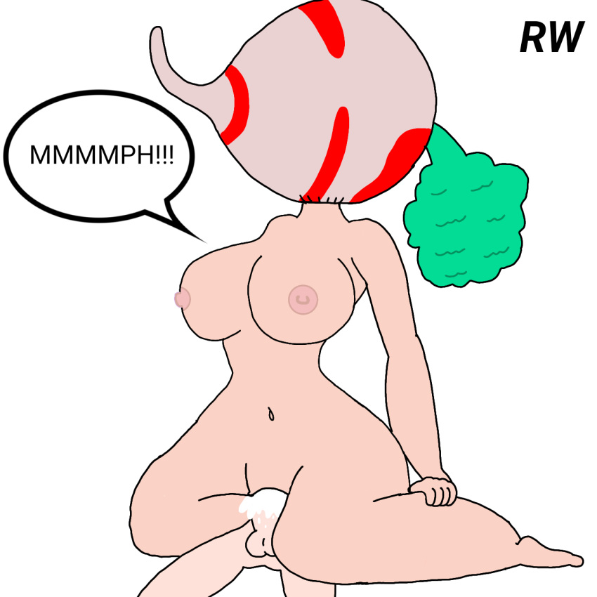 1girl aged_up big_breasts cartoon_network covering_head cowgirl_position cum cum_in_pussy cum_inside food light-skinned_female mindy_(billy_&amp;_mandy) muffled nipples nude older orange_hair penis pussy rarewaifus the_grim_adventures_of_billy_and_mandy turnip wide_hips