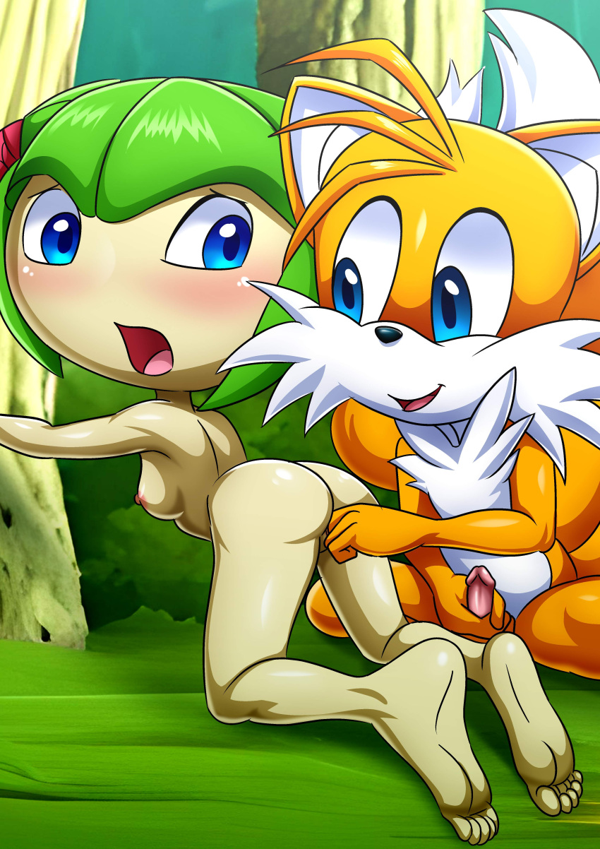 1boy 1girl anthro bbmbbf cosmo_the_seedrian couple dat_ass fox furry interspecies miles_"tails"_prower mobius_unleashed nipple nude palcomix pietro's_secret_club seedrian sega sideboob sonic_the_hedgehog_(series) sonic_x tagme
