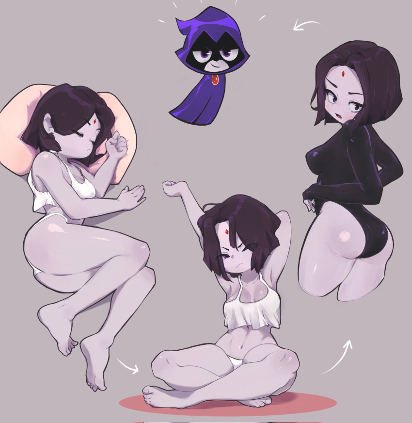 1girl artist_request ass big_breasts cartoon_network dc female pajamas panties rachel_roth raven_(dc) sleeping solo tagme teen_titans teen_titans_go waking_up