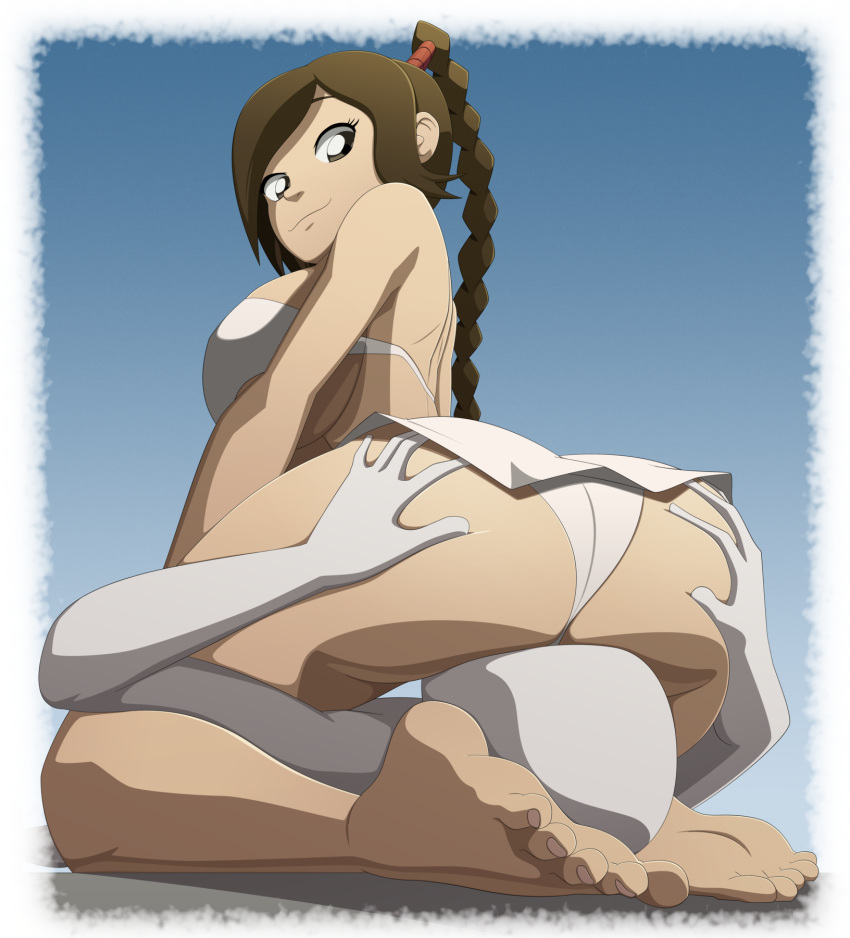 1boy 1girl ass ass_grab avatar:_the_last_airbender barefoot big_ass big_breasts bikini breasts clothed_female dat_ass facesitting feet female_focus long_hair male/female older older_female ravenravenraven soles solo_focus swimsuit tagme teen toes ty_lee young_adult