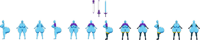 ale-mangekyo ale-mangekyo_(artist) areolae ass big_ass big_breasts blue_eyes blue_skin breasts commission dat_ass female fi nipples nude pussy scabbard skyward_sword solo sword the_legend_of_zelda weapon