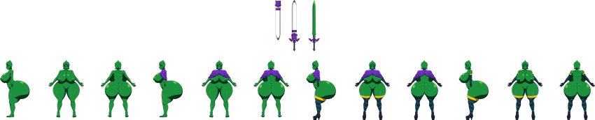 ale-mangekyo ale-mangekyo_(artist) areolae ass big_ass big_breasts breasts commission dat_ass female fi green_eyes green_skin nipples nude pussy scabbard skyward_sword solo sword the_legend_of_zelda weapon