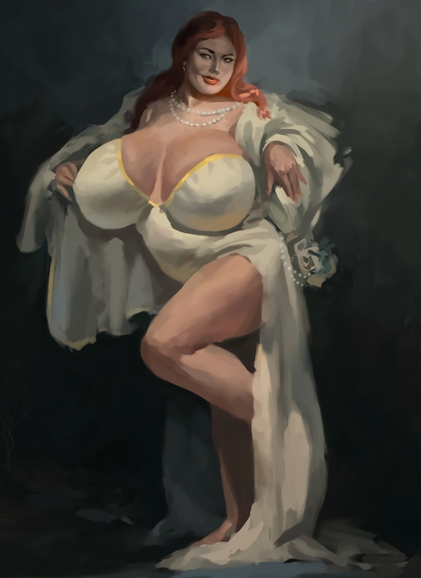 gigantic_ass gigantic_breasts green_eyes hourglass_figure maggie milf necklace orange_hair original_character sexy sexy_ass sexy_body sexy_breasts white_panties witch-bitch_art