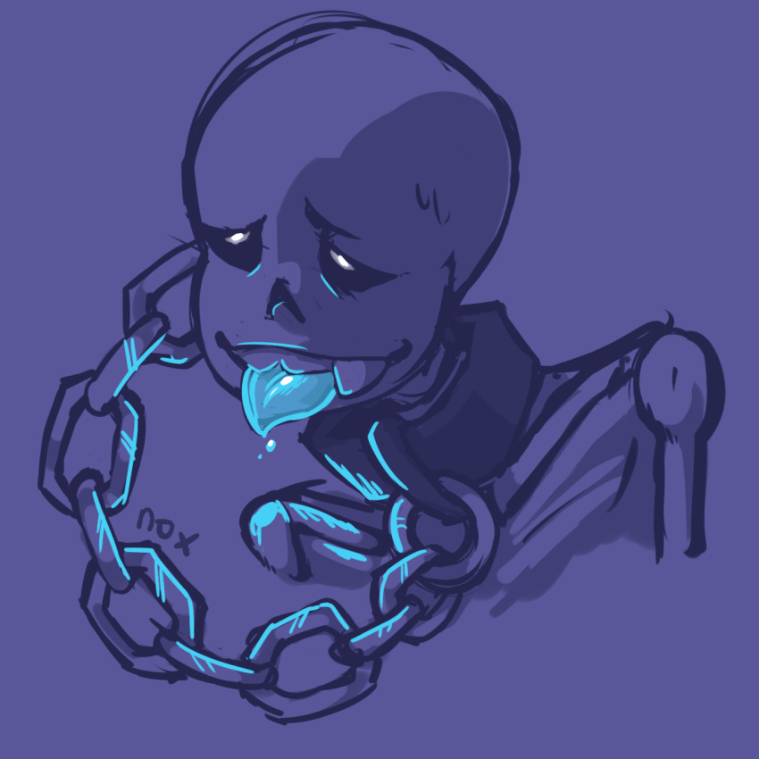 2010s 2015 2d 2d_(artwork) animated_skeleton artist_name bad_id bad_tumblr_id blue_background blue_tongue bottom_sans chain chain_leash chains collar digital_media_(artwork) ectotongue inactive_account male monster noxiousaberration sans sans_(undertale) simple_background skeleton submissive submissive_male tongue tongue_out tumblr uke_sans undead undertale undertale_(series) upper_body video_game_character video_games
