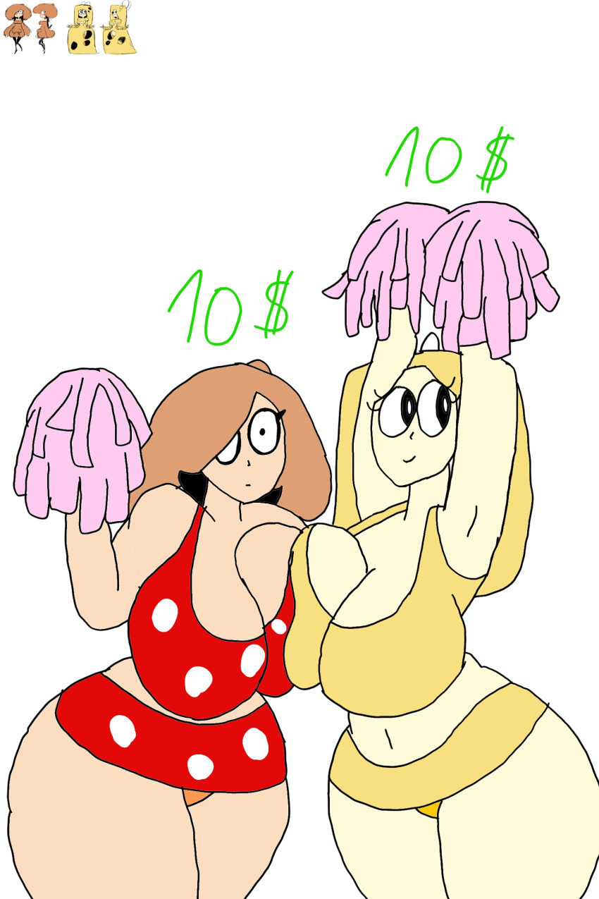 10$ big_ass big_breasts cheerleaders cheese cheese_toppin dollar_sign metalpipe55_(artist) mushroom_girl mushroom_toppin pizza_tower sexy sexy_clothes tagme toppin_gals