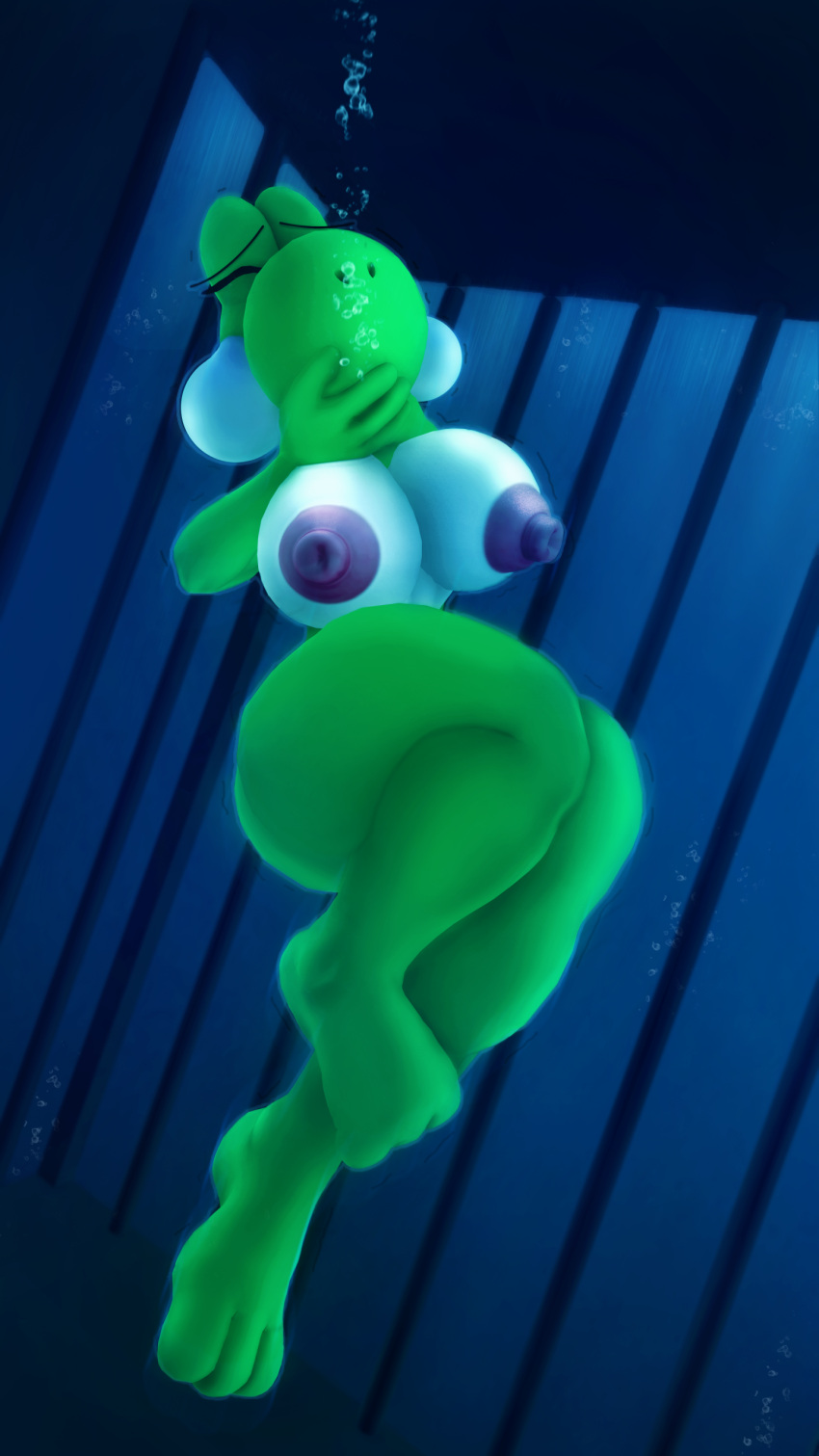 1girl 1girl 1girl 3d 3d_(artwork) air_bubbles anthro barefoot big_breasts big_breasts big_breasts big_nipples big_thighs blender breasts breasts breasts cage caged closed_eyes covering_mouth danil4h drowning feet female_only fetish green_body green_skin huge_breasts imminent_death legs mario_(series) motion_lines nintendo nipples nude nude puffy_cheeks request tall thick thick_hips thick_thighs toes underwater water white_breasts white_skin wide_hips yoshi