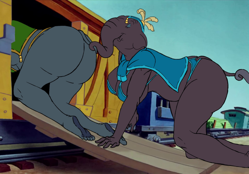 anthro anthro_elephants ass big_ass catty catty_(dumbo) dumbo giddy giddy_(dumbo) pachyderm train