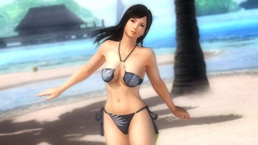 1girl 1girl 3d alluring beach big_breasts black_hair blue_eyes breasts dead_or_alive dead_or_alive_2 dead_or_alive_3 dead_or_alive_4 dead_or_alive_5 dead_or_alive_6 dead_or_alive_xtreme dead_or_alive_xtreme_2 dead_or_alive_xtreme_3_fortune dead_or_alive_xtreme_beach_volleyball dead_or_alive_xtreme_venus_vacation high_res kokoro_(doa) long_hair ocean official_art official_wallpaper palm_tree smile swimsuit tecmo tree under_boob wallpaper