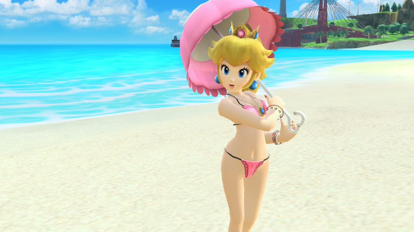 beach belly_button bikini hanxulz princess_peach