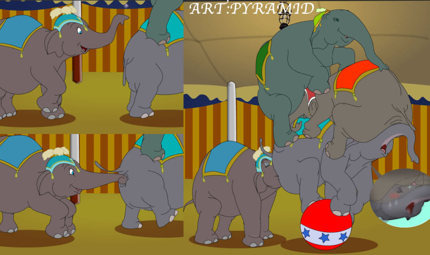2_on_up ass_focus ball catty_(dumbo) circus climbing comic disney dumbo elephant fanart giddy_(dumbo) grin holding_tail insertion mrs._jumbo_(dumbo) mrsjumbo penetrated prissy_(dumbo) pyramid_(artist) rimming sexy_ass smothering_ass standing tail trunk trunk_grab