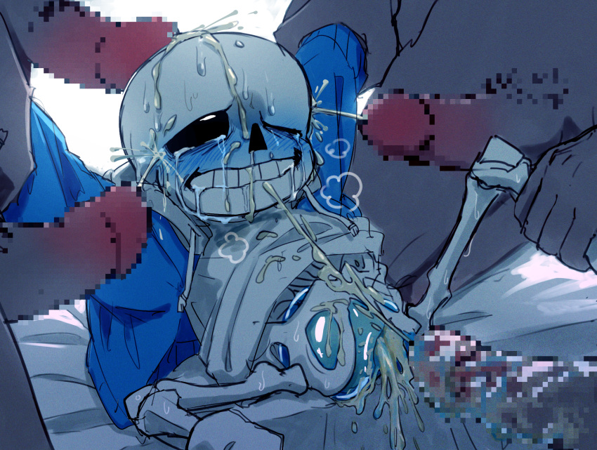 2020s 2022 2d 2d_(artwork) 5boys animated_skeleton anon anonymous_male blue_blush blue_hoodie blue_jacket blush bottom_sans bottomless bukkake censored censored_penis clothed creampie crying cum cum_on_face cuntboy digital_media_(artwork) drooling ectoplasm ectopussy faceless_male grabbing_arm group_sex hooded_jacket hoodie jacket logo_(pixiv30462562) male male_only male_out_of_frame monster mosaic_censoring multiple_boys multiple_males one_eye_closed penis pixiv_id_30462562 pussy sans sans_(undertale) skeleton solo_focus sweat tears uke_sans undead undertale undertale_(series) unseen_male_face video_games yaoi