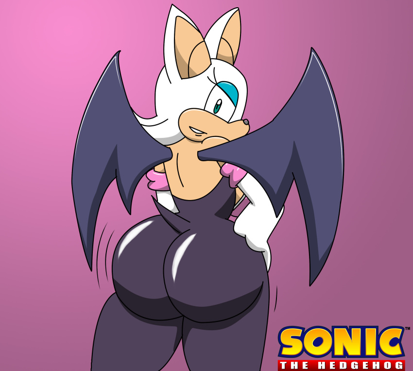 ass big_ass big_breasts breasts igphhangout looking_back rouge_the_bat sega solo sonic_*(series) sonic_the_hedgehog_(series) text