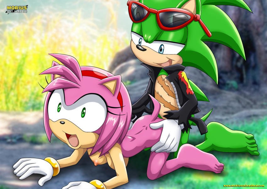 all_fours amy_rose archie_comics ass bbmbbf breasts doggy_position horny mobius_unleashed nude palcomix scourge_the_hedgehog sega sonic_(series) sonic_team sonic_the_hedgehog_(series)