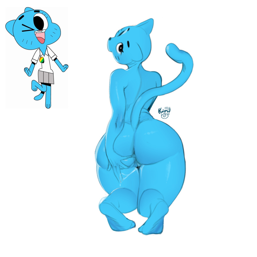 1girl 2024 anthro anus ass big_ass black_eyes blue_body blue_fur bodily_fluids cartoon_network dat_ass digital_media_(artwork) domestic_cat ears_down eyebrows eyelashes felid feline felis female female_anthro fingers furaffinity furry genital_fluids gesture glistening glistening_body glistening_butt glistening_skin hand_on_butt high_res inviting inviting_to_fuck inviting_to_sex inviting_under_covers inviting_viewer kairolarts kneel looking_at_viewer looking_back mammal markings mature_female milf nicole_watterson nipples nude pillow pink_nipples pink_nose pivoted_ears pussy rear_view seductive simple_background solo tail the_amazing_world_of_gumball thick_thighs twitter vaginal_fluids whisker_markings white_background